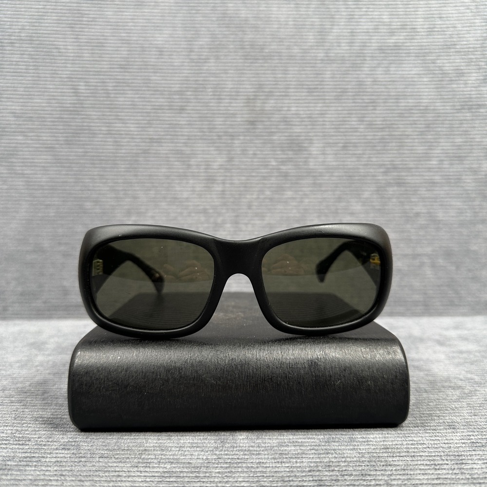 Disarray Matte Black Wrap y2k Sunglasses Made in Japan Silver Logo Plaque vtg